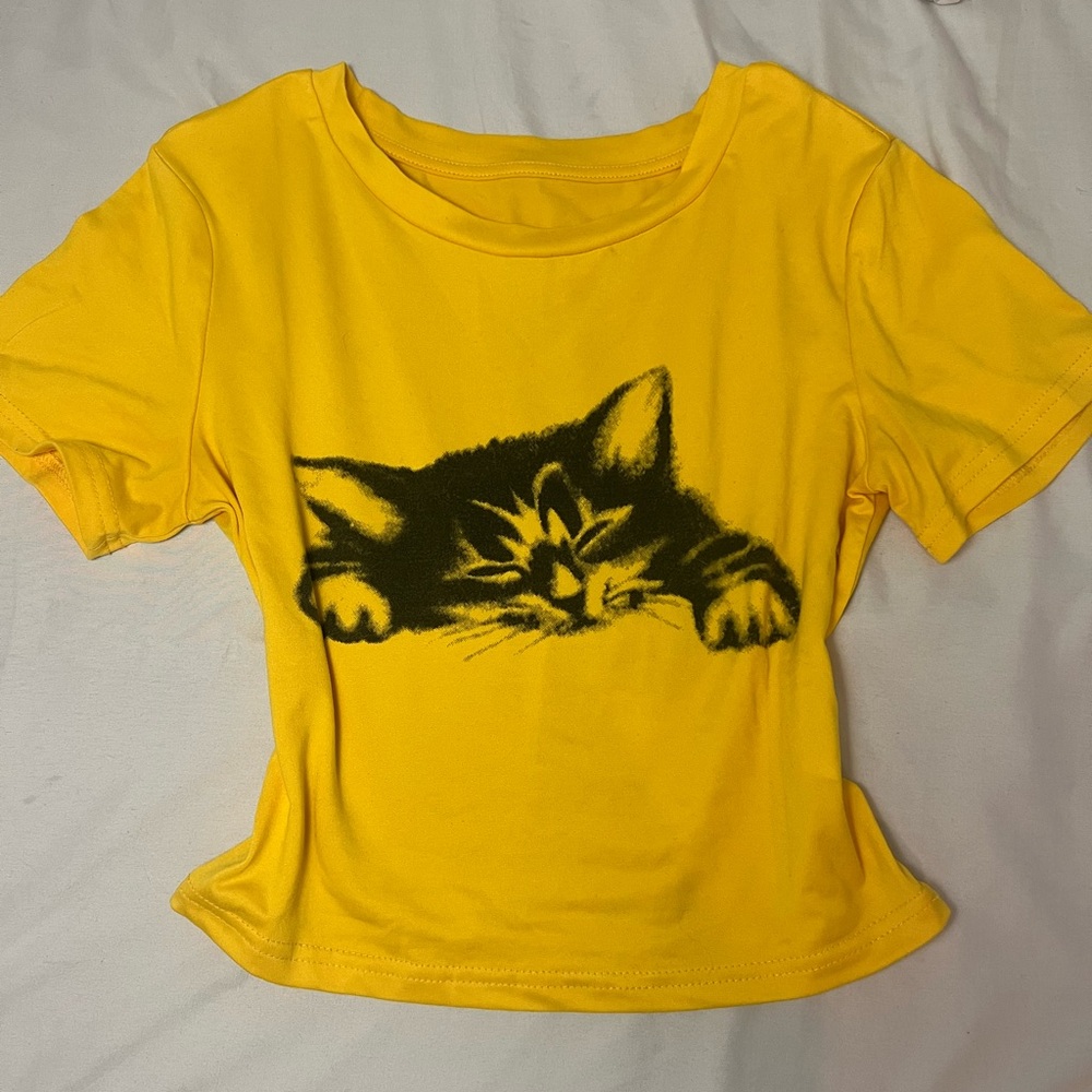 yellow cat baby tee